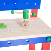 Homcom Banco da Lavoro Giocattolo in Legno per Bambini con 20 Accessori(m-6)