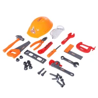 HOMCOM Set di Utensili Giocattolo per Bambini Sopra i 3 Anni Carrello a 2 Livelli con 29 Attrezzi da Gioco Certificati EN7 1-1.2.3 Materiale Ecologico Arancione 40x35x48cm(m-2)