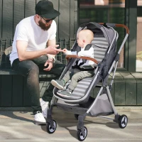 HOMCOM Carrozzina Passeggino in Alluminio 2 in 1 Pieghevole, Angolo Regolabile 100°-180°, con Cintura Sicurezza 5 Punti(m-2)