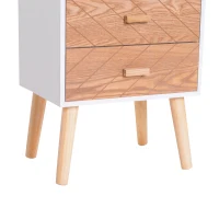 HOMCOM Cassettiera in Legno 4 Cassetti, 40x30x75cm, Bianco e Legno(m-5)