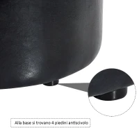 HOMCOM Pouf Poggiapiedi Telaio in Legno Massello Rivestimento in Pelle Sintetica Cuscino Imbottito con Spugna di Elevata Densità Spessa 4,5cm Nero Max:150kg 45x45x50cm(m-8)