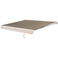 Outsunny Tenda da Sole Avvolgibile a Parete Manuale con Manovella per Esterno Tessuto di Poliestere Alluminio 295 × 250cm(m-1)