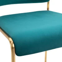HOMCOM Set 4 Sedie di Design per Sala da Pranzo, Poltroncine Imbottite in Velluto Verde e Gambe in Metallo Oro(m-9)