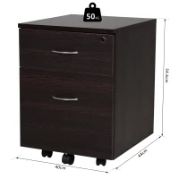 Vinsetto Cassettiera con 2 cassetti per Documenti A4 con Chiusura di Sicurezza Nero(m-3)