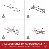 HOMCOM Árbol de Navidad Artificial 150 cm Luminoso con Fibra Óptica 170 Luces LED 8 Modos Brillantes 120 Cuentas Blancas y 170 Ramas Decoración Interior Ø70x150 cm Verde(m-7)