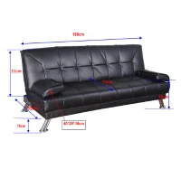 HOMCOM - Divano letto 2 in 1 ribaltabile pieghevole in pelle sintetica nero(m-4)