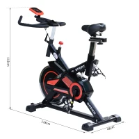 HOMCOM Cyclette Fitness Allenamento Aerobico Professionale con Volano Seduta e Manubrio Regolabili Acciaio 118 × 48 × 113cm(m-3)