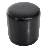 HOMCOM Pouf Poggiapiedi Telaio in Legno Massello Rivestimento in Pelle Sintetica Cuscino Imbottito con Spugna di Elevata Densità Spessa 4,5cm Nero Max:150kg 45x45x50cm(m-5)
