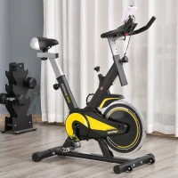 HOMCOM Spin Bike con Altezza regolabile 112-122cm Nera e Gialla, Volano 10kg(m-2)