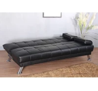HOMCOM - Divano letto 2 in 1 ribaltabile pieghevole in pelle sintetica nero(m-3)
