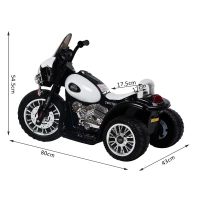 HOMCOM Mini Moto Triciclo Elettrico per Bambini con Luci e Musica, Velocità 2.5KM/h in PP Nero, 80 x 43 x 54.5cm(m-3)