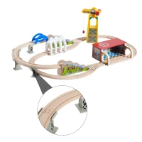 HOMCOM Set di Tavolo con Ferrovia per Trenino in Legno, con Certificati EN71123(m-8)