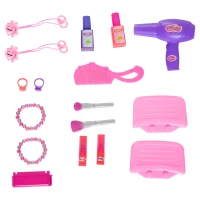 HOMCOM Set Bellezza Trucchi Giocattolo Valigetta Richiudibile Bambine 20pz Portatile 34 × 27 × 29cm Rosa(m-9)