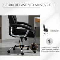Vinsetto Silla Despacho Ergonómica Silla de Oficina Giratoria y Basculante con Respaldo Alto y Reposacabezas Acolchado Piel Sintética 66x69x113-121 cm Negro(m-4)