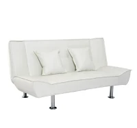 HOMCOM Elegante Divano Letto in Ecopelle con 2 Cuscini 178 x 86 x 80cm Bianco(m-1)