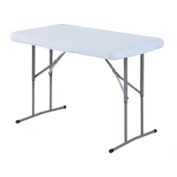 Outsunny-Set Tavolo da Campeggio Giardino Picnic con 2 Panche Pieghevole in Polietilene Bianco(m-8)