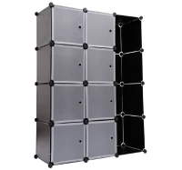 Outsunny - Armadio in plastica Scarpiera Cabina Guardaroba - 145x109x37cm - Nero(m-5)
