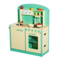 HOMCOM Cucina Giocattolo per Bambini con Accessori in Legno 70x30x88cm(m-1)