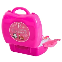 HOMCOM Set Bellezza Trucchi Giocattolo Valigetta Richiudibile Bambine 20pz Portatile 34 × 27 × 29cm Rosa(m-4)