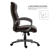 HOMCOM Poltrona Sedia Direzionale da Ufficio Regolabile e Girevole in Similpelle 62 × 78 × 103.5-111cm Marrone(m-5)