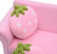 HOMCOM Divanetto per Bambini con 2 Cuscini a Forma di Fragola, Seduta e schienale imbottiti, 90x53x48 cm, Rosa e Verde(m-6)
