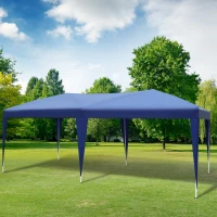 Outsunny Carpa Plegable en Acordeón 5,91x2,97x2,55 m con Toldo Bolsa Transporte Incluida Cenador Gazebo de Acero Tela Oxford Resistente al Agua Color Azul(m-2)