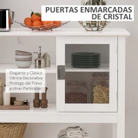 HOMCOM Aparador Buffet Moderno con 3 Estantes y 2 Armarios de Puertas Mueble Auxiliar Multiusos para Cocina Comedor Salón 115x39,5x81cm Blanco(m-4)