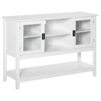 HOMCOM Aparador Buffet Moderno con 3 Estantes y 2 Armarios de Puertas Mueble Auxiliar Multiusos para Cocina Comedor Salón 115x39,5x81cm Blanco(m-1)