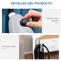 HOMCOM Mopa a Vapor 1300W Limpiador a Vapor Multifuncional con Depósito de 450 ml y 11 Accesorios Incluidos Calentamiento en 25-30 Segundos 28x21x112 cm Gris y Blanco(m-7)