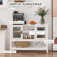 HOMCOM Aparador Buffet Moderno con 3 Estantes y 2 Armarios de Puertas Mueble Auxiliar Multiusos para Cocina Comedor Salón 115x39,5x81cm Blanco(m-7)