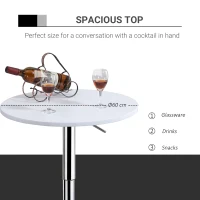 HomCom masa inalta reglabila, blat rotund, Φ60x69-93 cm(m-5)