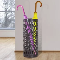 Homcom Suport Umbrele in Metal cu Scurgere Maro(m-2)