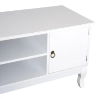 HOMCOM Suport pentru TV cu Dulap din MDF si lemn de Pin Stil Clasic, Alb Mat, 120x45x50cm(m-10)