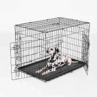 PawHut Gabbia Trasportino in Acciaio per Animali Pieghevole,Nero, 106×71×76cm(m-1)