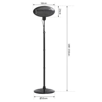 Outsunny Lampa Sistem de Incalzire pentru Extern 2000W Negru 180-210cm(m-3)