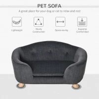 PawHut Culcus pentru Caini de Talie Mica, Canapeluta pentru Caini de Interior cu Perna Lavabila, 70x47x30cm - Gri Antracit(m-4)