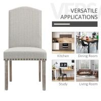 HOMCOM Set 2 Scaune Captusite Stil Classic pentru Living si Sufragerie Gri Deschis(m-7)