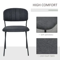 HOMCOM Set de 4 Scaune moderne Capitonate si Stivuibile, din Tesatura si Metal Gri(m-5)