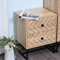 HomCom noptiera stil industrial, 2 sertare, 48x39,5x60cm(m-7)