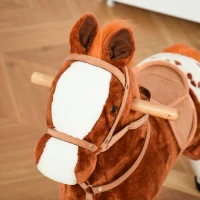 HOMCOM Căluț Balansoar din Lemn pentru Copii 3-6 Ani cu Sunet de Animal și Șa, 74x28x65 cm, Maro(m-8)