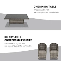 Outsunny Set Masa si Scaune de Gradina din Ratan Gri 7 piese(m-4)