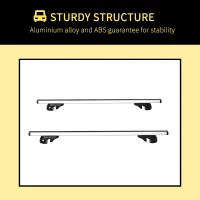 HOMCOM Bare Portbagaj pentru Auto cu Incuietoare si Chei, Bare Container din Aliaj de Aluminiu 125cm, Max. 75kg - Gri(m-4)