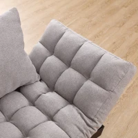 Homcom Canapea Pat Chaie Longue in Stejar Negru si Tesatura din Lemn Gri 155L x 65P x 57A cm(m-9)