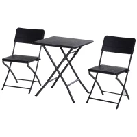 Outsunny Set de Mobilier de Exterior Masa cu 2 Scaune Pliabile Negru(m-1)