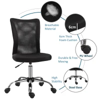 Vinsetto Scaun de Birou Ergonomic Rotativ cu 5 Roti Inaltime Ajustabila(m-5)