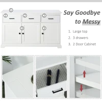 HOMCOM Dulap de bucatarie din lemn alb cu design anti-rasturnare 136x42.5x86 cm(m-7)