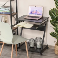 HOMCOM birou cu suport pentru PC si tastatura, negru(m-2)