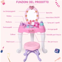 HOMCOM Set Make Up jucarie accesorii pentru machiaj pentru fetite 3+ ani  roz(m-8)