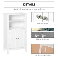 Kleankin Dulpa pentru Baie cu Rafturi Reglabile si 2 Usi din Lemn, Alb 50x30x93cm(m-6)