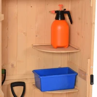 Outsunny Dulap de Gradina Extern Pentru Scule Ustensile in Lemn cu 3 Rafturi Acoperis Impermeabil 77 × 54.2 × 179cm Lemn Natural(m-9)